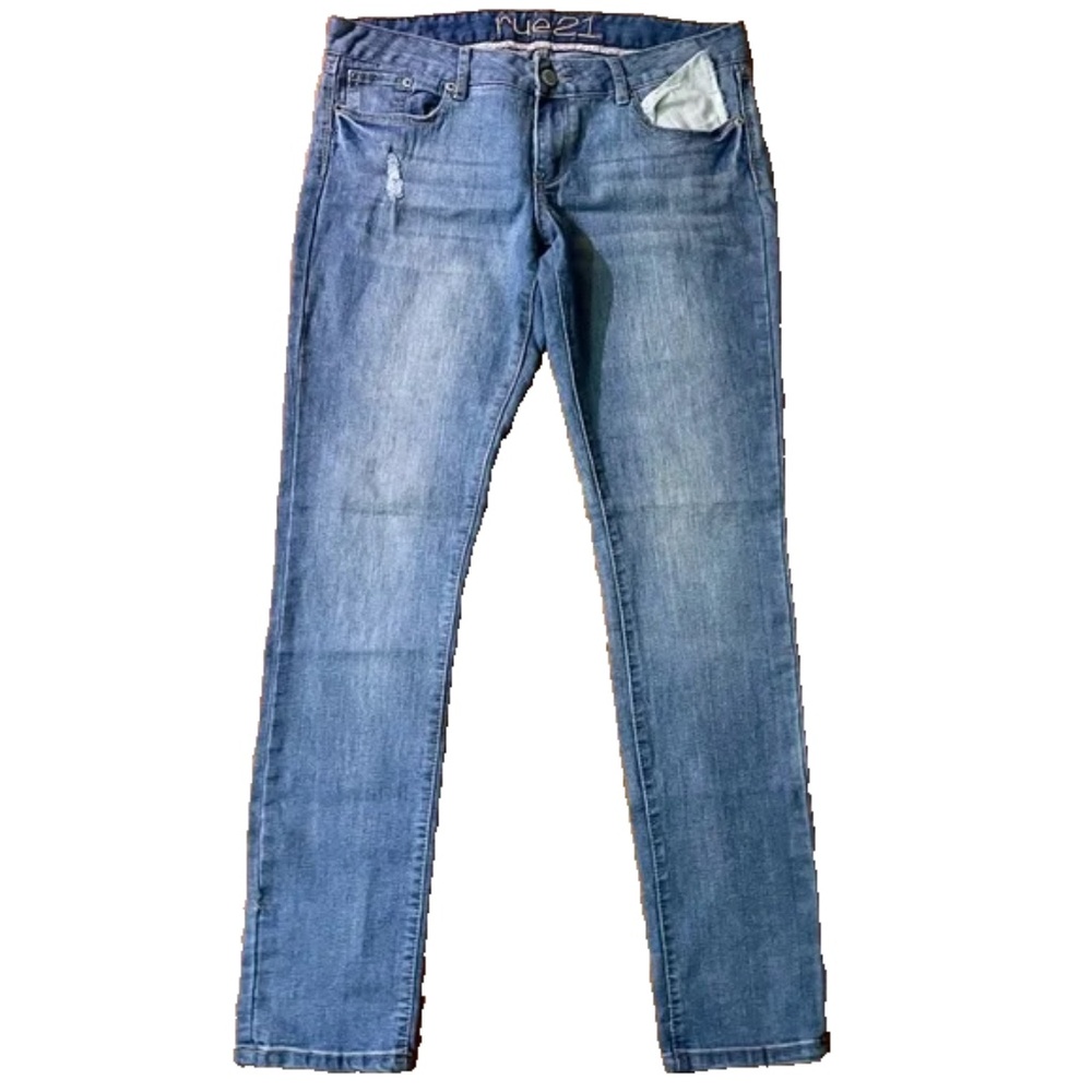 Rue21 Straight Leg Mid Rise Womens Light Wash Jeans Size 11/12 Long Vintage Y2K